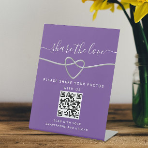 Panneau de partage de photos de mariage violet QR