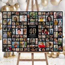 Panneau de photos élégant pour les 40 ans