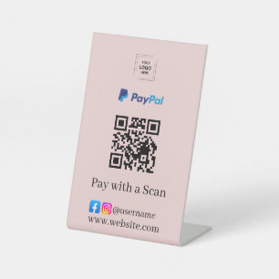 Panneau de pied de paiement QR Code PayPal rose