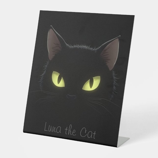 Panneau de piédestal de chat noir - (arrière - pla (Recto)