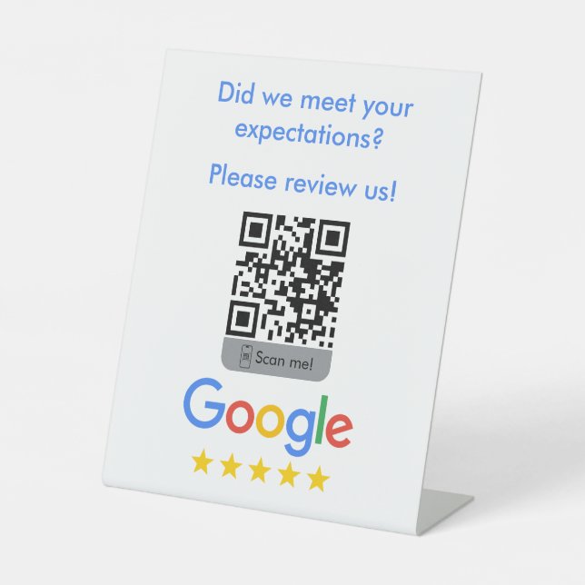 Panneau de piédestal de code QR de Google Avis (Recto)