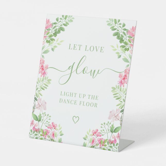 Panneau de piédestal de mariage floral vert rose v (Recto)