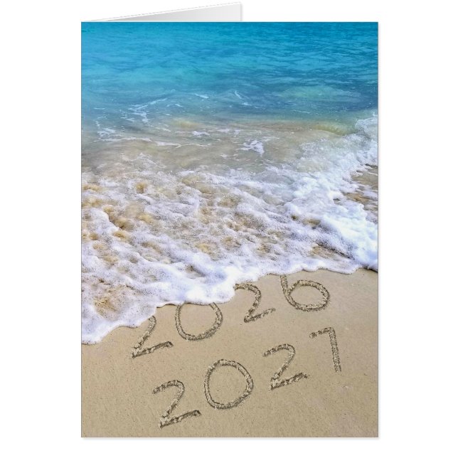 Panneau de plage du Nouvel An 2027 avec ressac océ (Devant)