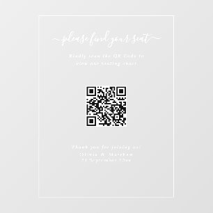 Panneau de plan de table QR Code de mariage modern