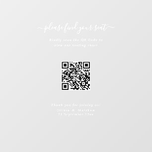 Panneau de plan de table QR Code pour mariage mode