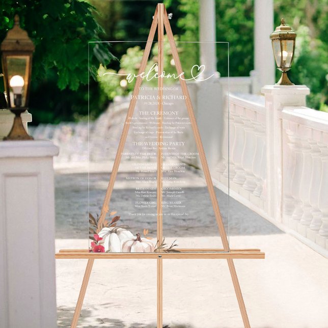 Panneau de Programme de Mariage d'Automne Citrouil (Créateur téléchargé)