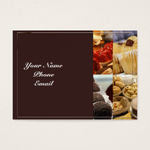 Panneau de quatre desserts sur brun chocolat