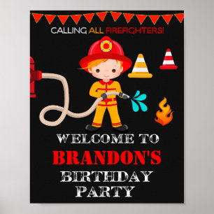 Panneau de réception pompier affiche pompier