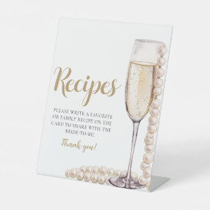 Panneau de recettes de champagne Pearles d'or et P