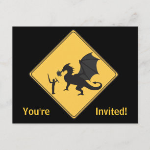 Panneau de route - Invitation Chevalier et Dragon