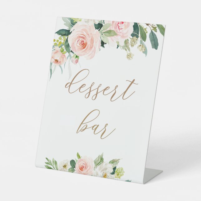 Panneau de signalisation de bar à desserts floral  (Recto)