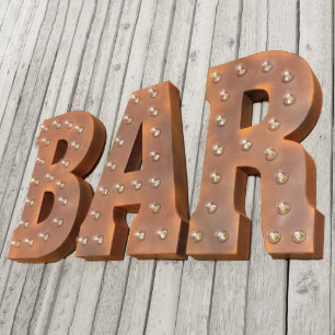 Panneau de signalisation Vintage "BAR" rustique 21