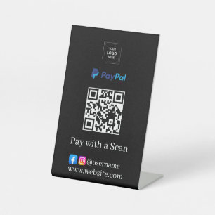 Panneau de socle de code QR PayPal noir pour paiem
