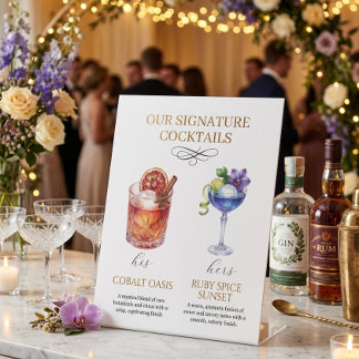 Panneau de socle de menu pour cocktails signature