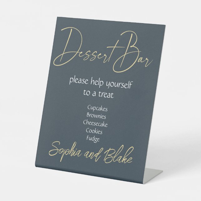 Panneau de socle mariage Gris et Gold Dessert Bar (Recto)