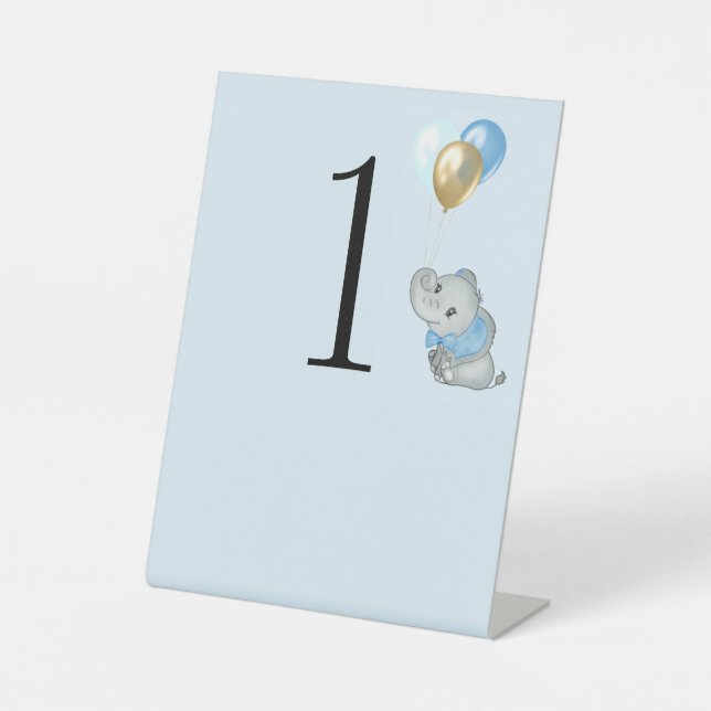 Panneau de socle numéro table Éléphant Bleu (Recto)