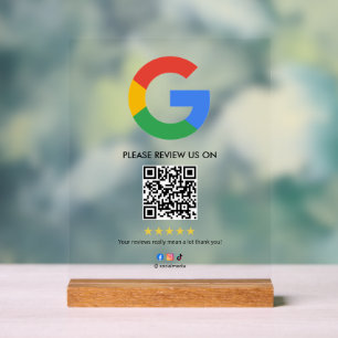 Panneau de table Business Google Review l QR Code