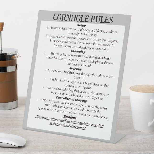 Panneau de table Cornhole Rules (In SItu)