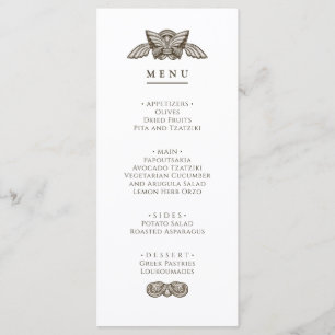 Panneau de table de fête avec menu grec avec des é