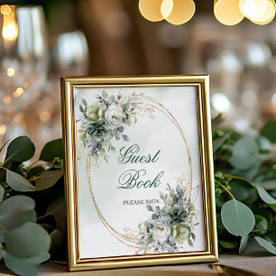 Panneau de table de livre d'or en aquarelle avec f