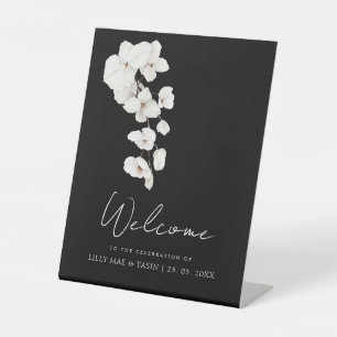 Panneau de table de mariage Orchidées noires et bl