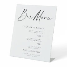 Panneau de table de menu de bar de mariage rustiqu