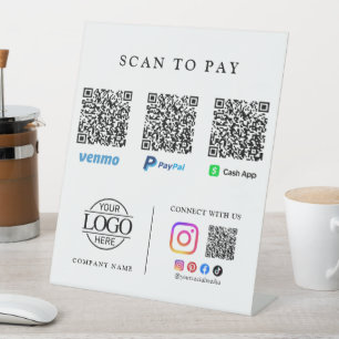 Panneau de table Logo Code Qr Scan pour Paiement