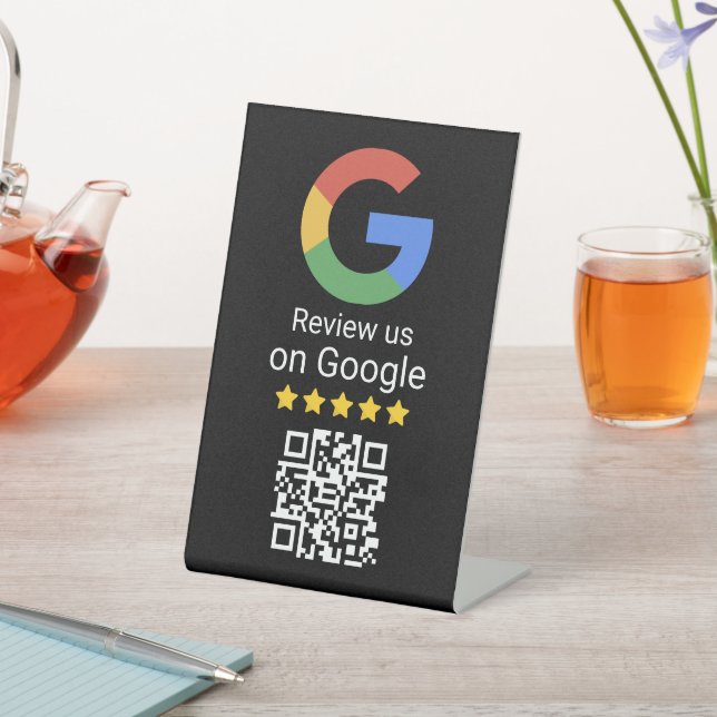 Panneau de table noir pour code QR de critique Goo (In SItu)