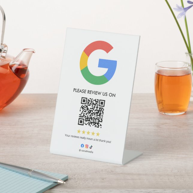 Panneau de table pour avis Google sur l'entreprise (In SItu)