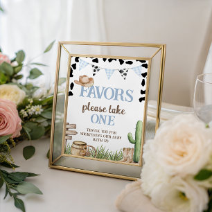 Panneau de table pour cadeaux de baby shower Cowbo