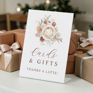 Panneau de table pour cartes et cadeaux thème café