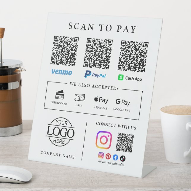 Panneau de table pour paiement par scan du code QR (In SItu)