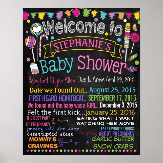 Panneau de tableau de bord du Baby shower de Candy (Devant)