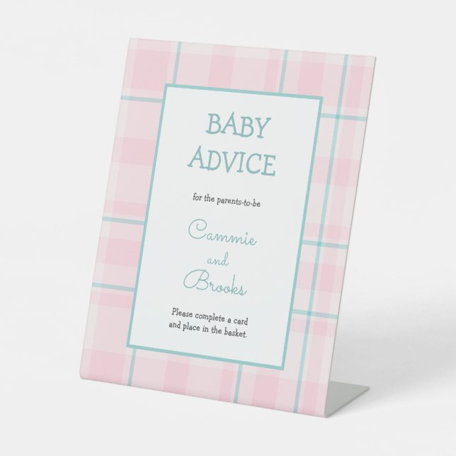 Panneau de tableau de conseils pour bébé rose Turq (Recto)
