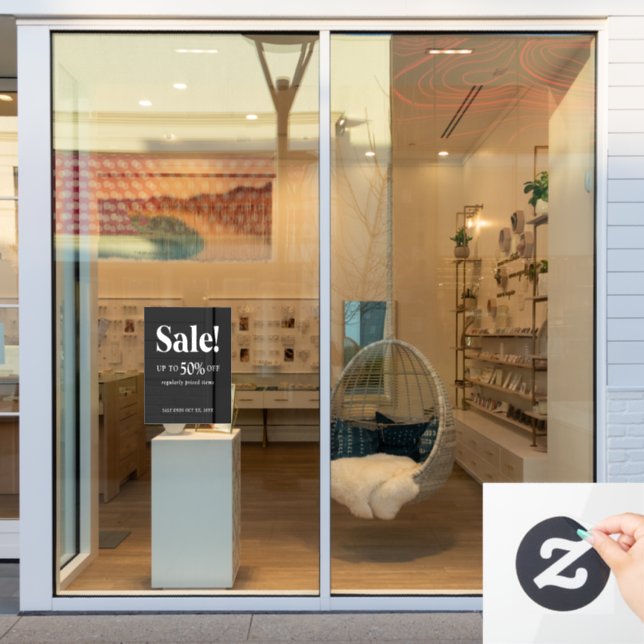 Panneau de vente classique noir et blanc pour la v (Vitrine du magasin)