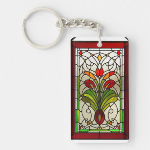 Panneau de verre coloré élégant avec fleur vibrant