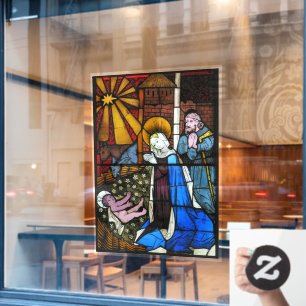 Panneau de verre coloré représentant une scène de