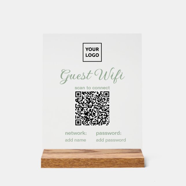Panneau de WiFi invité transparent avec code QR  (Recto)