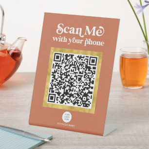 Panneau d'entreprise de code QR moderne en terre c