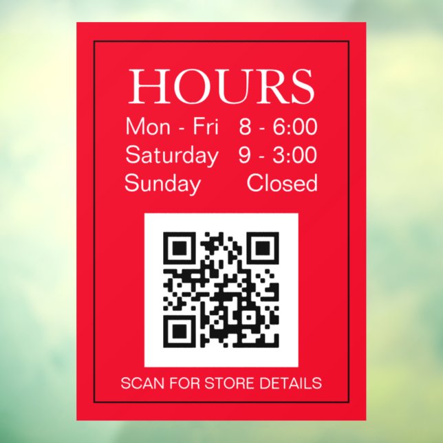 Panneau d'heures d'ouverture du magasin, code QR,  (Feuille 3)