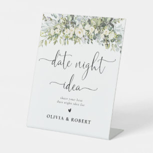 Panneau d'idée de soirée en date florale blanche