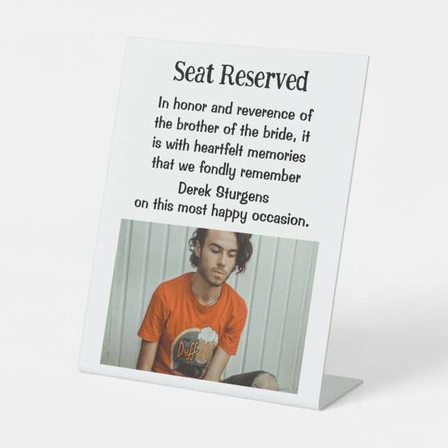 Panneau du Frère De La Mariée Mariage Memorial Pla (Recto)