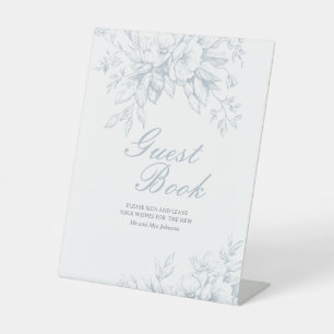 Panneau du livre d'hôtes Floral Blue Toile Mariage