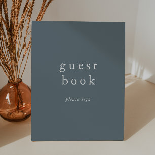 Panneau du livre d'hôtes minimaliste bleu EMELIA M