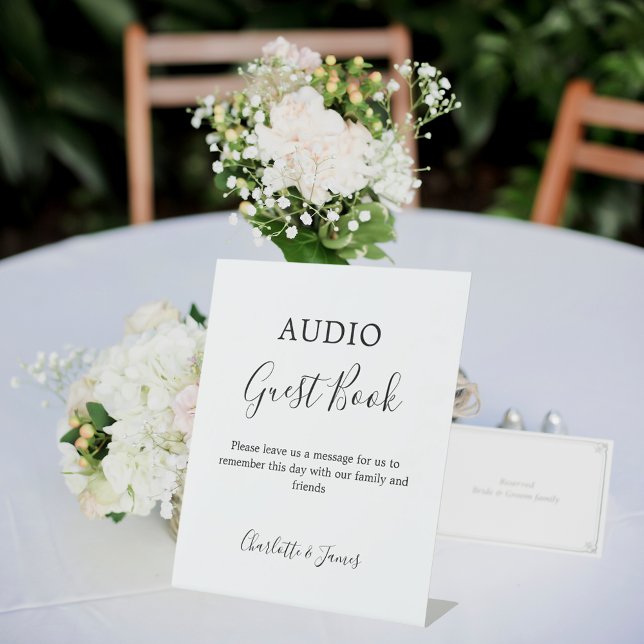 Panneau du livre d'invité audio mariage noir blanc (Créateur téléchargé)