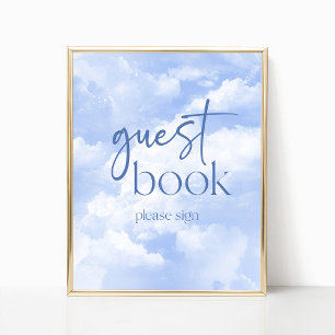 Panneau du livre d'or Blue Sparkly Clouds