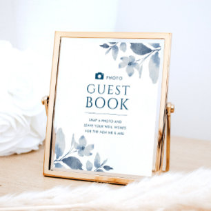 Panneau du livre d'or Dusty Blue Floral Mariage Ph