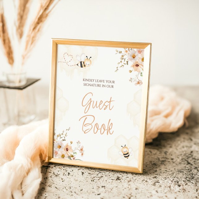 Panneau du livre d'or Floral Honey Bee Baby shower (Créateur téléchargé)