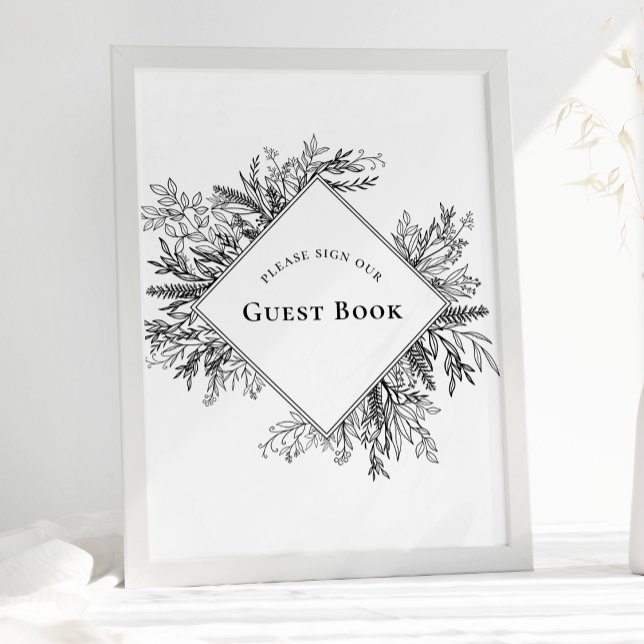 Panneau du livre d'or Mariage blanc et noir (Créateur téléchargé)