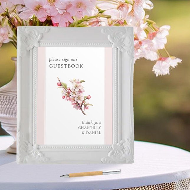 Panneau du livre d'or Mariage imprimable Cherry Bl (Guestbook Sign from the Cherry Blossom Wedding Collection by Darling & May)